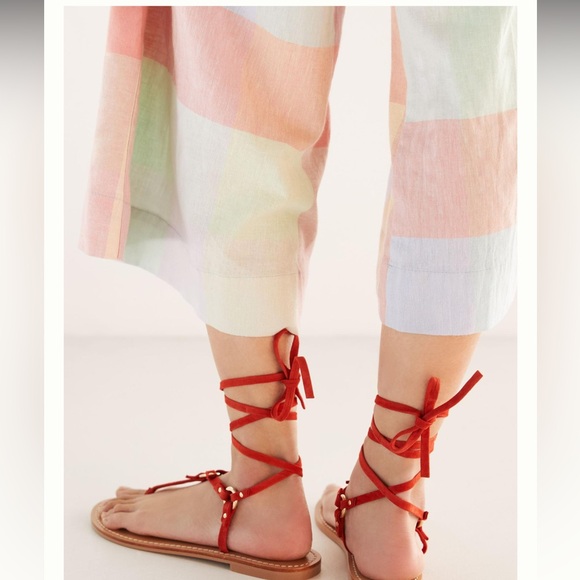 New🌟Anthropologie Pilcro Harness Tie Up Sandals Gladiator Leather-Red - Picture 4 of 10
